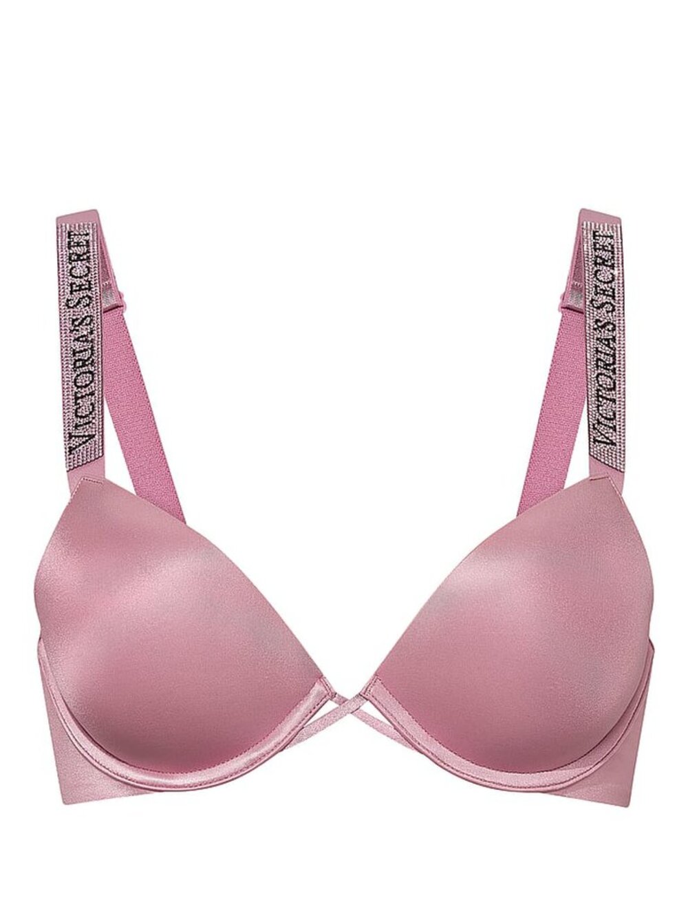 New! Victoria’s Secret Dusk Rose Logo Shine Strap Push-Up Bra 34DDD 34695